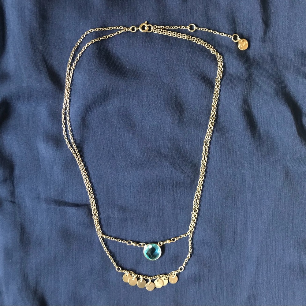 Loft Double Layer Blue Gem Necklace